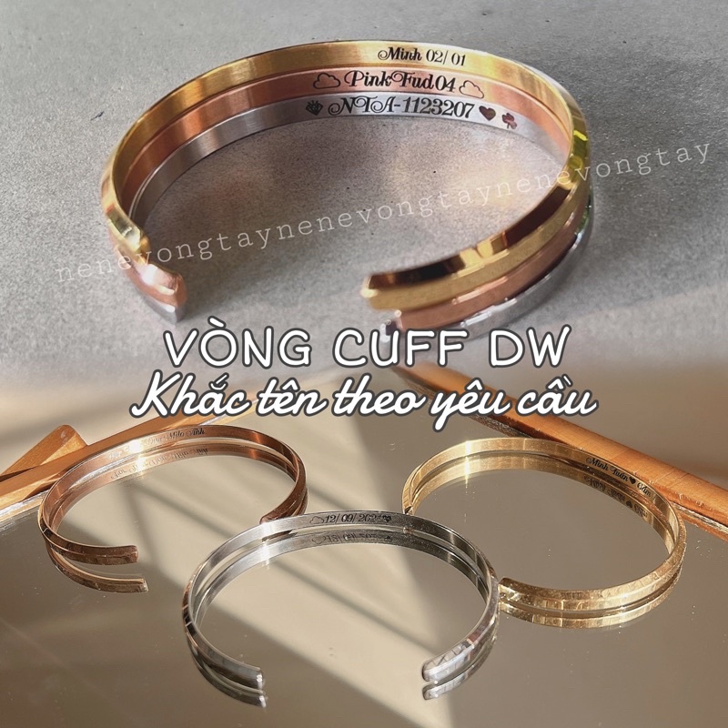 Vòng tay CUFF khắc tên nam nữ không gỉ
