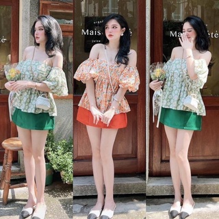 Áo hoa bẹt vai