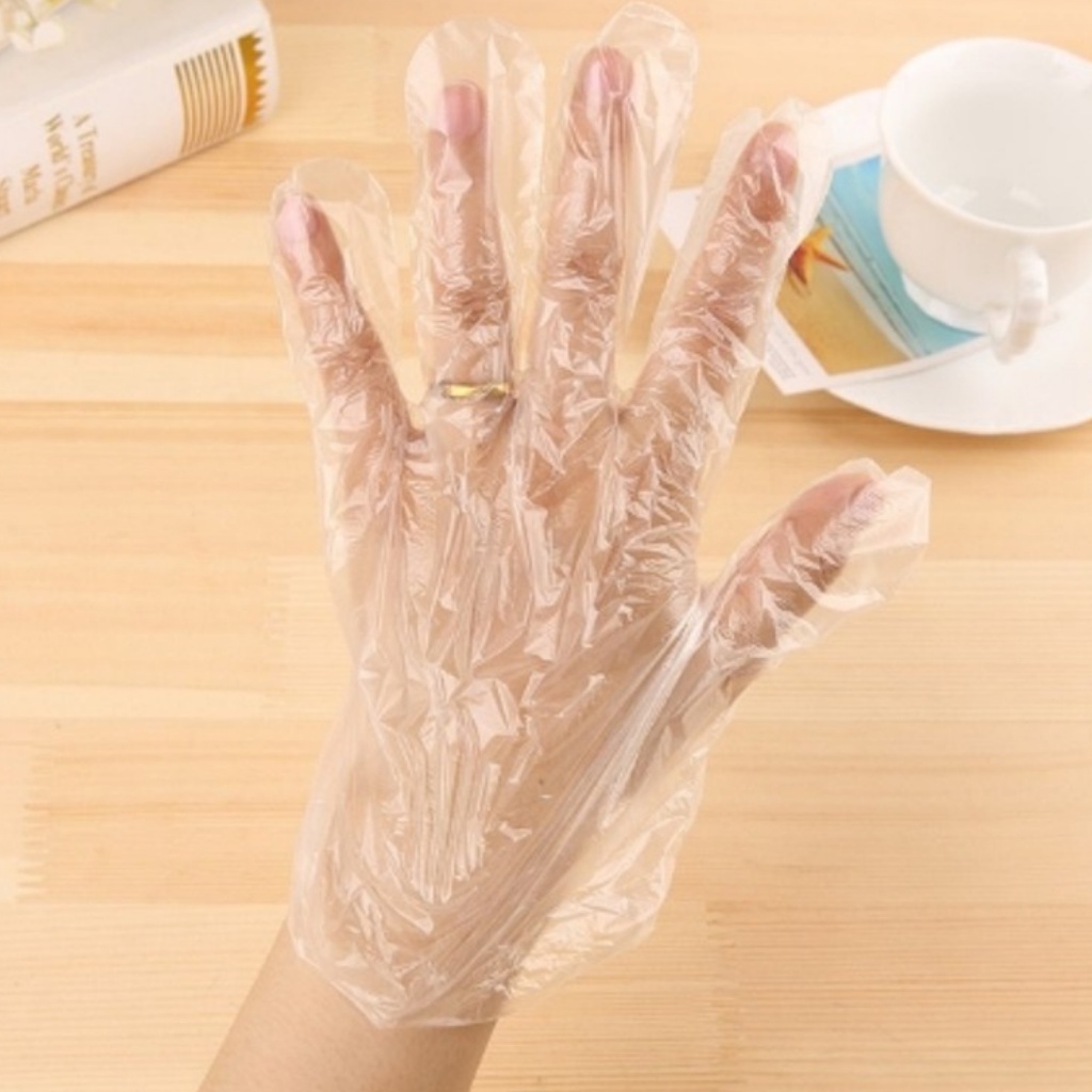 Găng tay nilon HỘP 100 chiếc dùng 1 lần tiện lợi hợp vệ sinh