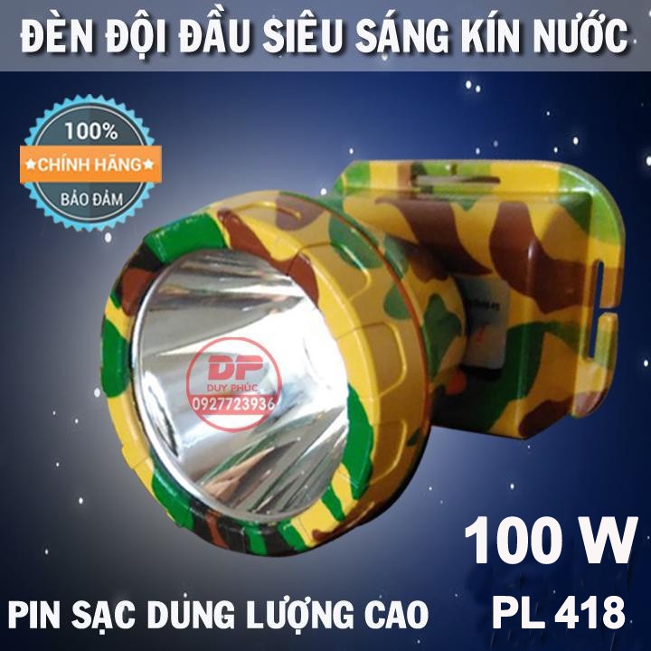 Đèn pin đội đầu led siêu sáng 100w kín nước PL418 – pin dung lượng cao