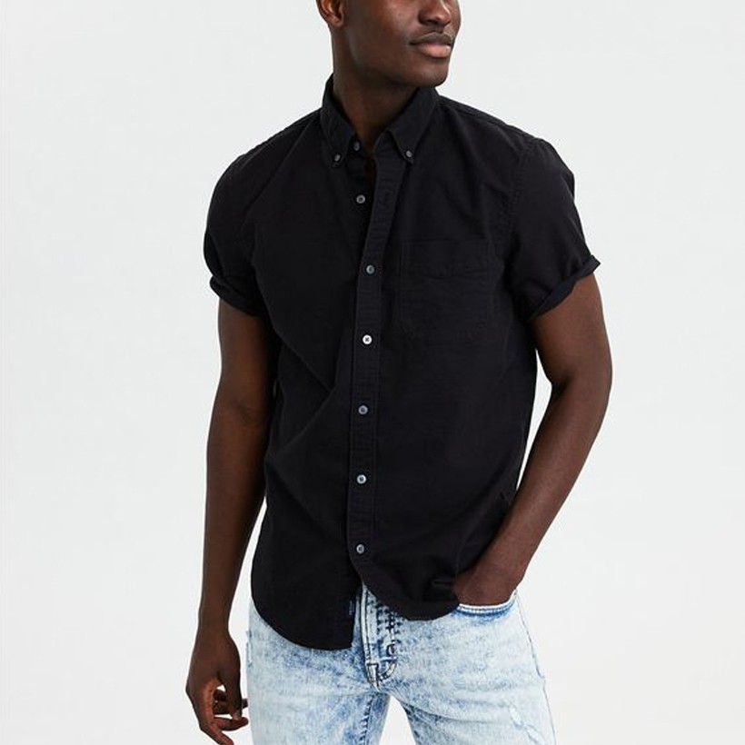 Áo Sơ Mi Nam Ngắn Tay Vải Oxford - FO76 Kho Hàng Xuất Dư