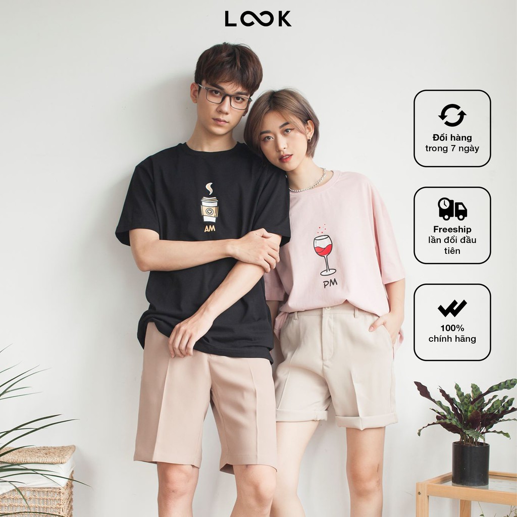 [SALE 70%] Áo phông đôi họa tiết LOOK COFFEE-WINE TEE