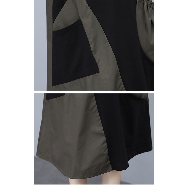 Đầm Dáng Rộng Mỏng Tay Dài Khâu Màu Sắc Tương Phản Phong Cách Phương Tây Thời Trang Mùa Thu 2022 Mới