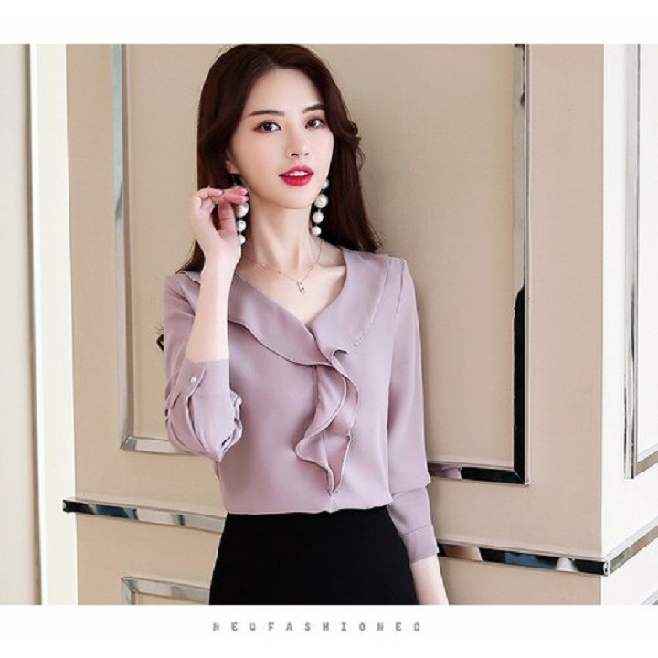 Áo sơ mi công sở ❣️FREESHIP❣️ÁO CỔ TIM HELEN- Hàng thiết kế chuẩn