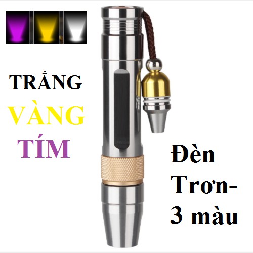 Các loại Đèn soi đá quý ánh sáng mạnh Trắng Vàng Tím - Kèm sạc và Pin , Đầu thu nhỏ sáng - Tặng 1v ruby thô tự nhiên