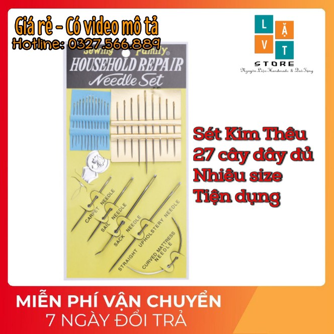 Bộ 27 kim may tay, thêu chuyên nghiệp, tiện dụng trong gia đình - embroidery needles