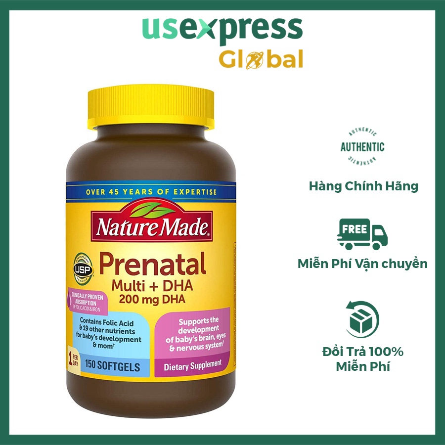 Vitamin bầu Prenatal Multi + DHA Nature Made 150 Viên
