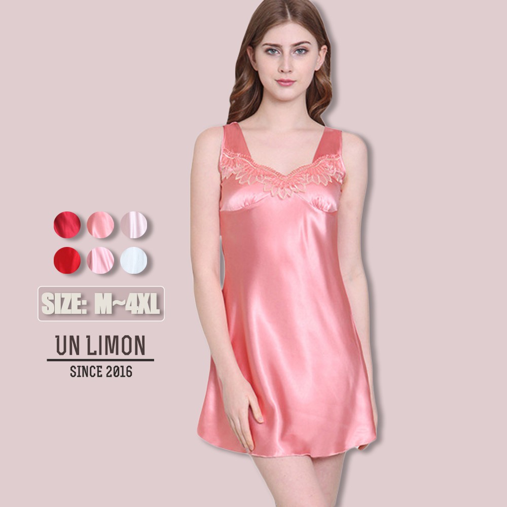 Đầm ngủ màu trơn UNLIMON phong cách trẻ trung lôi cuốn dành cho nữ