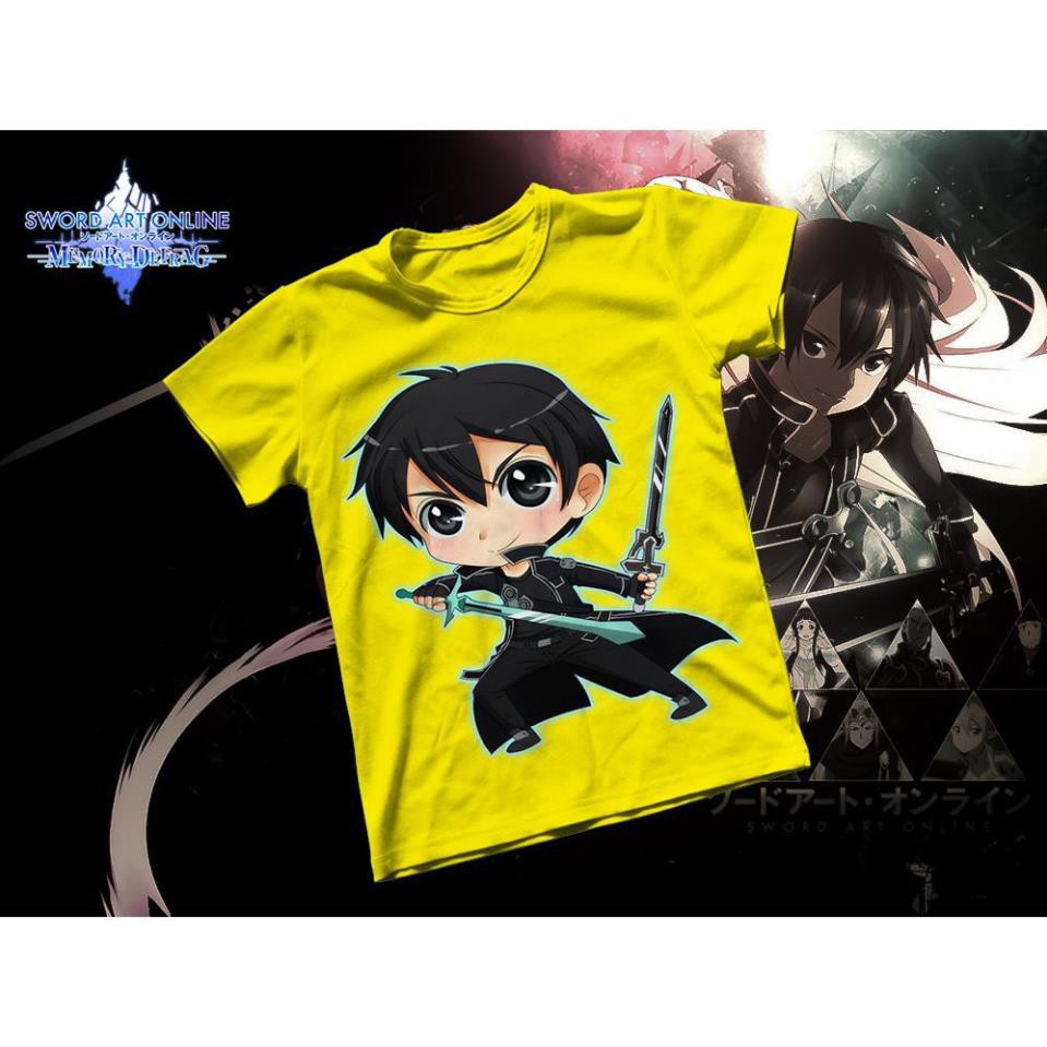 Áo thun Cotton Unisex - Anime - Sword Art Online - Kirito chibi