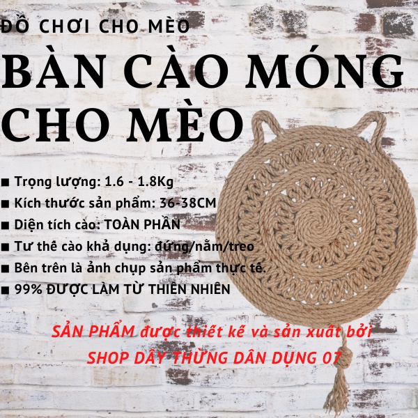ĐỒ CHƠI CHO MÈO, BÀN CÀO MÓNG CHO MÈO BẰNG DÂY THỪNG - GIÚP MÈO CÀO SẠCH VÀ MÒN BỚT MÓNG
