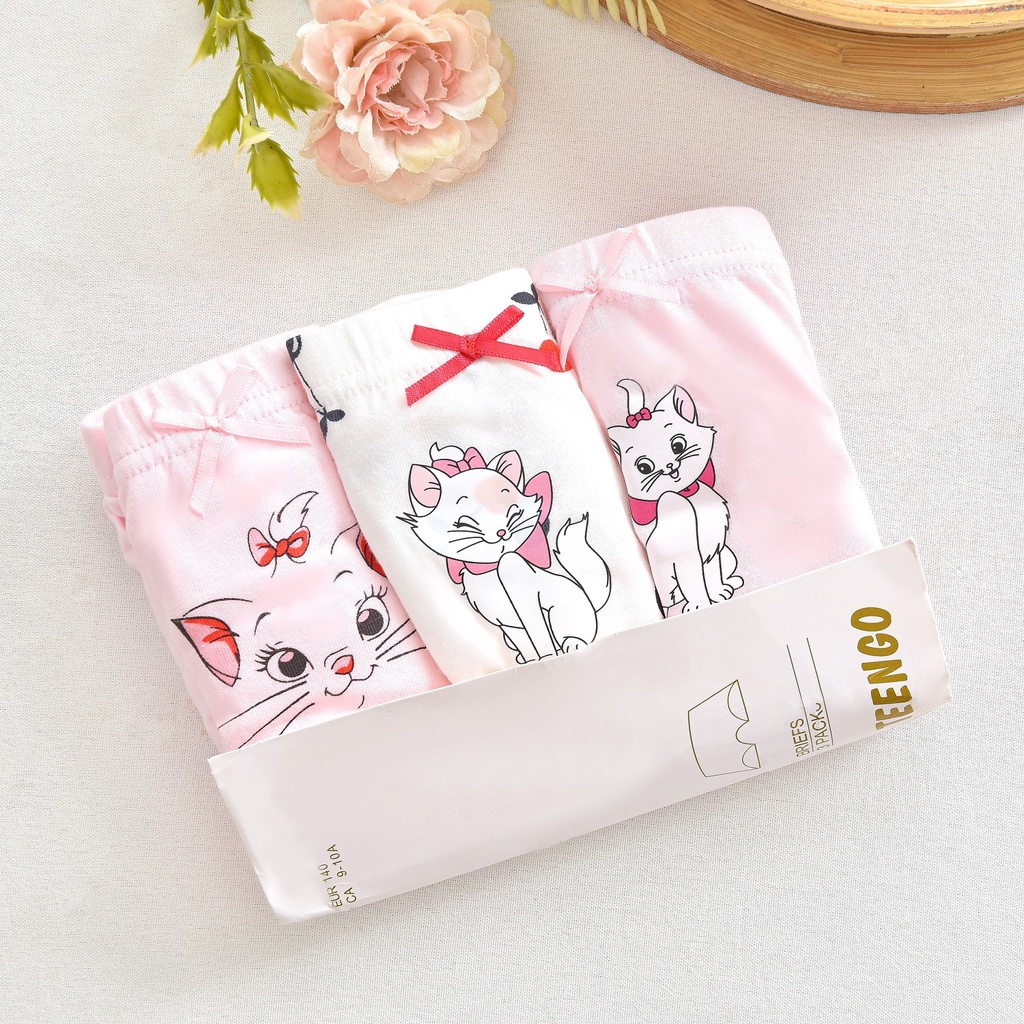 Quần chip bé gái set 3 chiếc hãng TEENGO, Quần lót cho bé 3-12 tuổi xuất Nhật vải cotton siêu co giãn