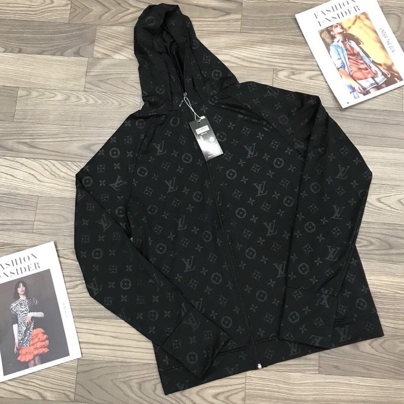 áo chống nắng nam kim cương dập vân LV 4 màu chất thông hơi có mũ trùm chống tia uv (ảnh thật phía sau )