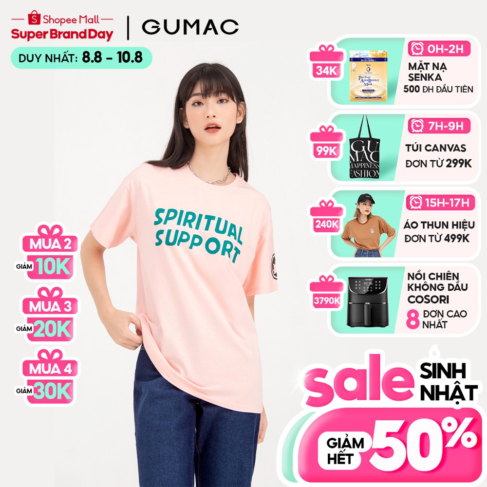 [Mã WABRGM11 giảm 10% đơn 250K] Áo thun nữ in lá phong GUMAC ATB701