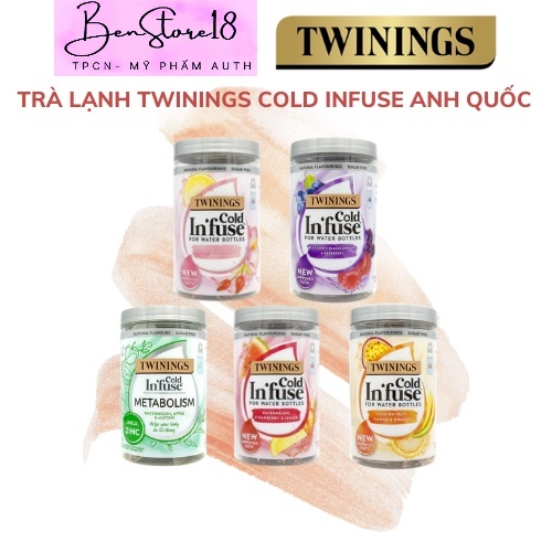 Trà hoa quả ủ nước lạnh Twinings cold infuse hộp 12 túi lưới hàng Anh