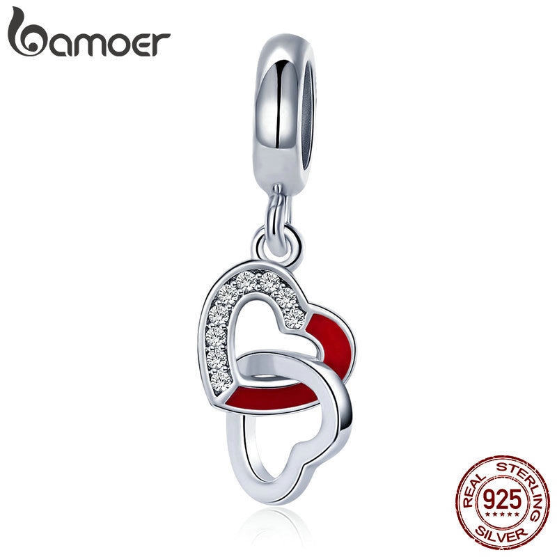 Hạt cườm Bamoer bạc 925 hình trái tim làm vòng tay