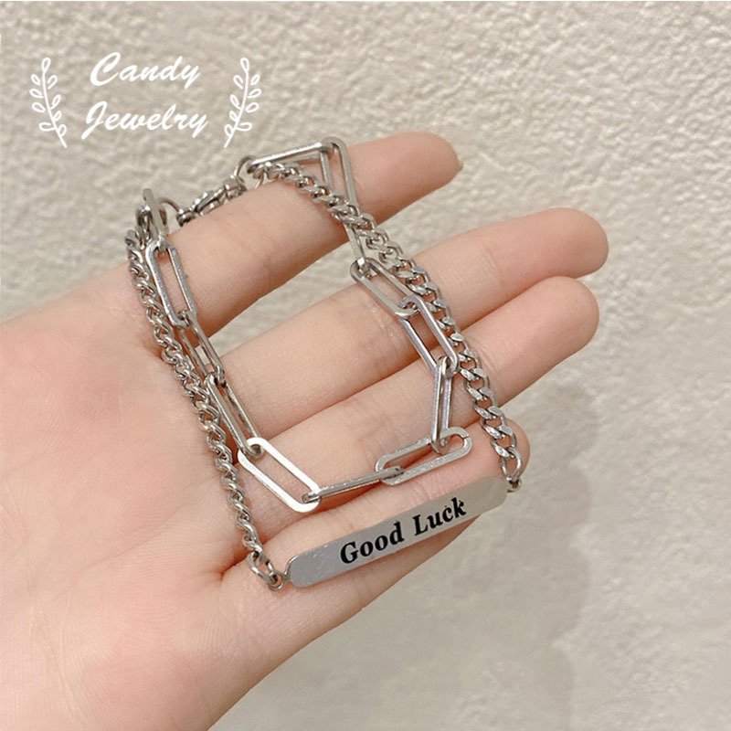 Vòng đeo tay MANYUE mặt khắc chữ cái phong cách Hàn Quốc trẻ trung thời trang