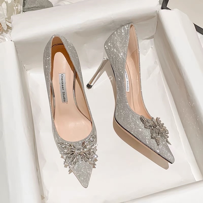 Hàng order - Giày cao gót mũi đính đá sang chảnh