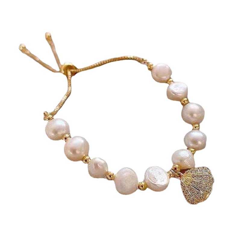 Vòng Đeo Tay Đính Đá Ngọc Trai / Vỏ Sò Thời Trang Dành Cho Nữ