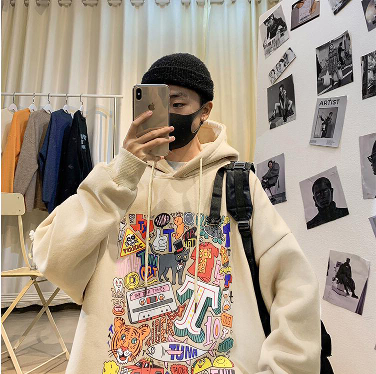 Áo hoodie dáng rộng in họa tiết thời trang cá tính cho nam | BigBuy360 - bigbuy360.vn