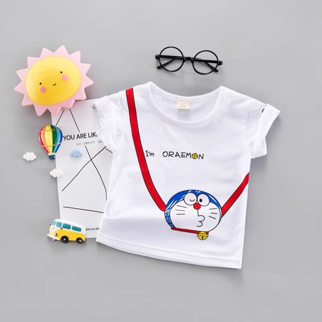 Áo cộc tay Doraemon và chú khủng long dễ thương cho bé 6-18kg QATE0512_BinBon KIDS