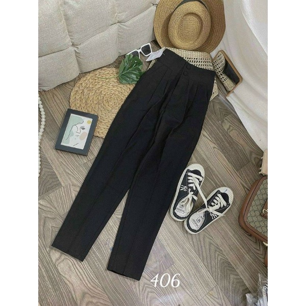 Quần baggy nữ 2 khuy dọc cạp lưng cao (Mã 066)