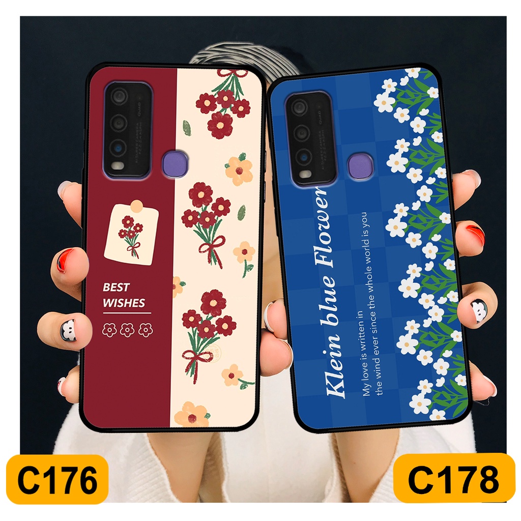 Ốp Vivo Y30 / Y50 in hình hoa cỏ nhẹ nhàng,họa tiết caro xinh xắn.ốp lưng chống sốc