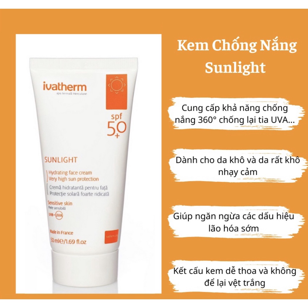Kem Chống Nắng Sunlight Hydrating Face Creme SPF 50+ 💖 Kết cấu kem dễ thoa và không để lại vệt trắng