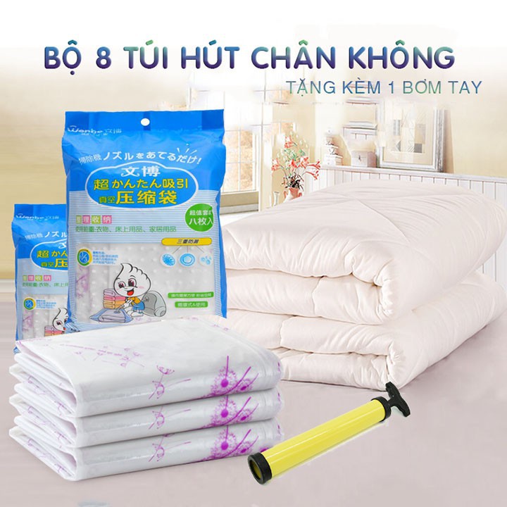 BỘ 8 TÚI HÚT CHÂN KHÔNG CẤT CHĂN MÀN QUẦN ÁO