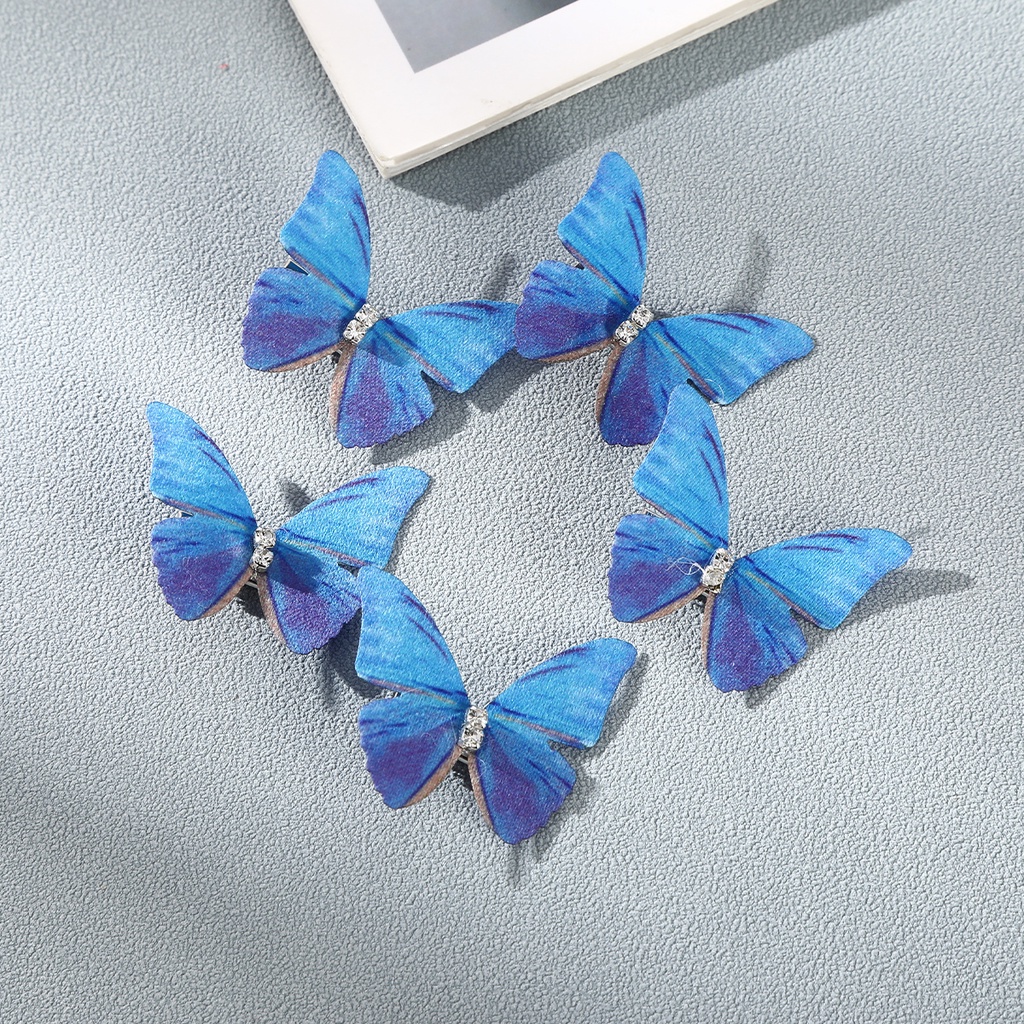 Bộ 5 kẹp tóc hình bướm ba chiều đính đá giả kim cương HAIMEIKANG dành cho bé gái công chúa ngọt ngào