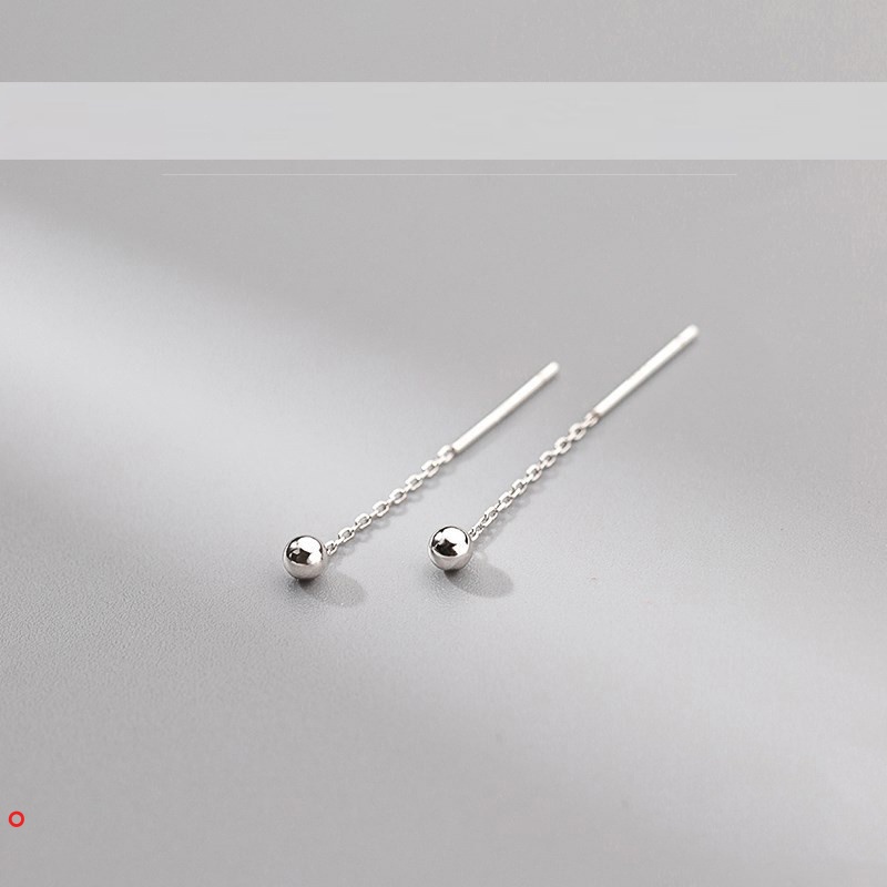 Đôi bông tai mặt tròn dáng thả bằng kim loại bề mặt mịn thanh lịch cho nữ