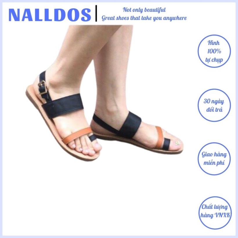 [MỚI &amp; HOT]Giày nữ NALLDOS sandal nữ sandal xỏ ngón phối da rắn thời trang 3 màu (Đen - Da rắn, Đen - Bò, Kem - Da rắn)