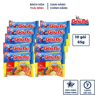 Mì tôm Gấu Đỏ sợi phở/tôm chua cay combo 10 gói x 65g