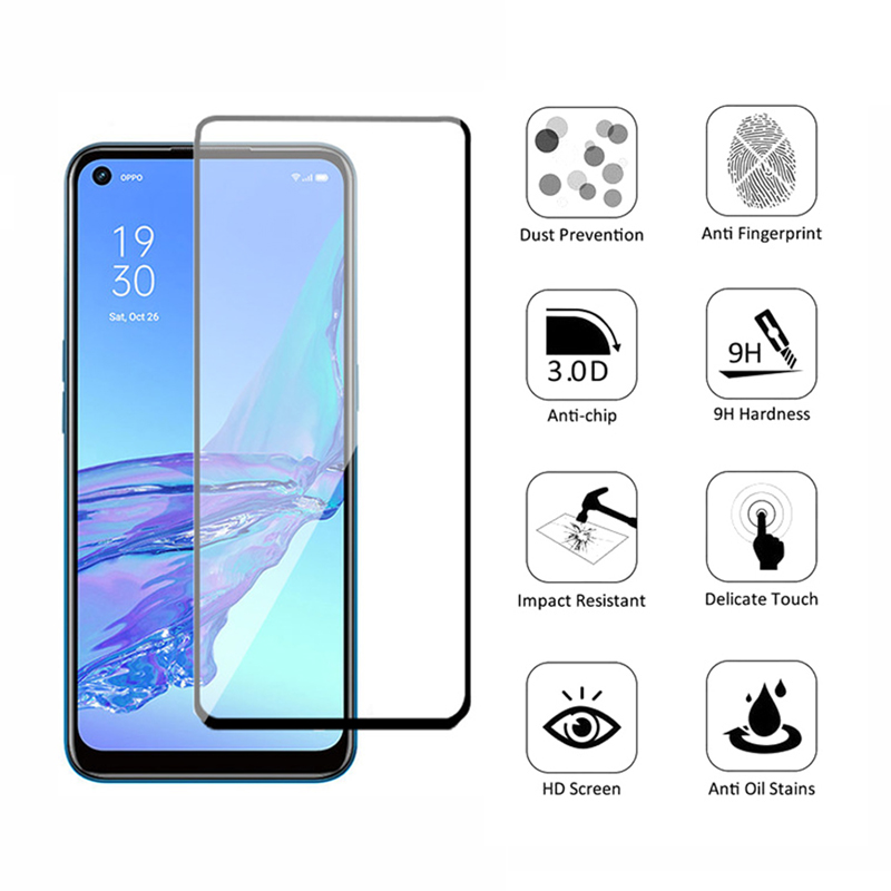OPPO A53 Tempered Glass Full Coverage Glass Film For OPPO A53 A52 A92 A91A5 A9 A31 2020 A3s A12e A12 A5s A31 Screen Protector and Camera Lens Glass Protector