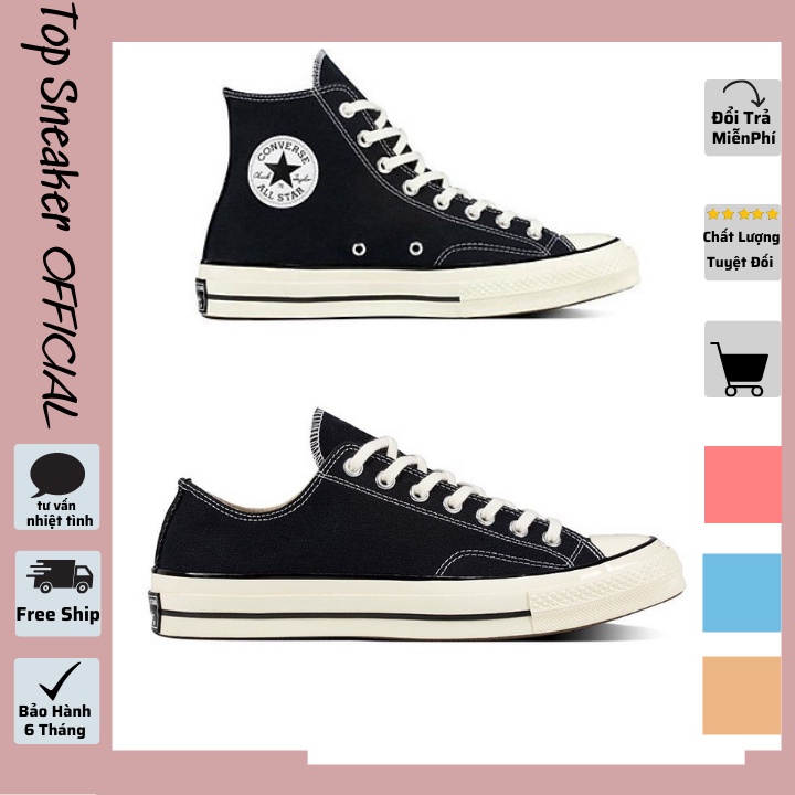Giày 𝐂𝐎𝐍𝐕𝐄𝐑𝐒𝐄_cổ cao 1970s nam nữ màu đen trắng, Sneaker CV mũi bóng bản đẹp, Giày thể thao conver cực xinh full