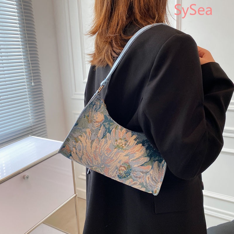 Túi Đeo Vai In Họa Tiết Tranh Sơn Dầu Kiểu Pháp Dễ Thương Cho Nữ