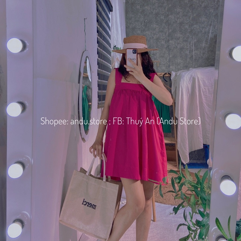 Đầm nữ 2 dây bản to ⚡ANDU STORE⚡️ Váy babydoll 2 dây, đầm xuông 4 màu.