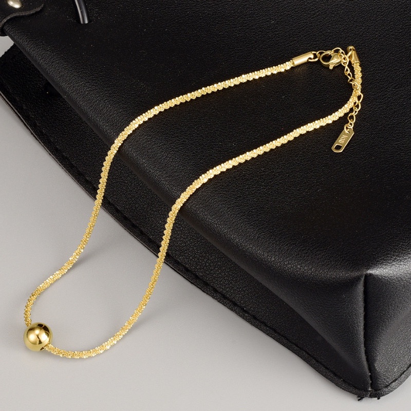 Dây Chuyền Dây Lấp Lánh Mặt Trái Châu Titan Ko Đen TT 4367