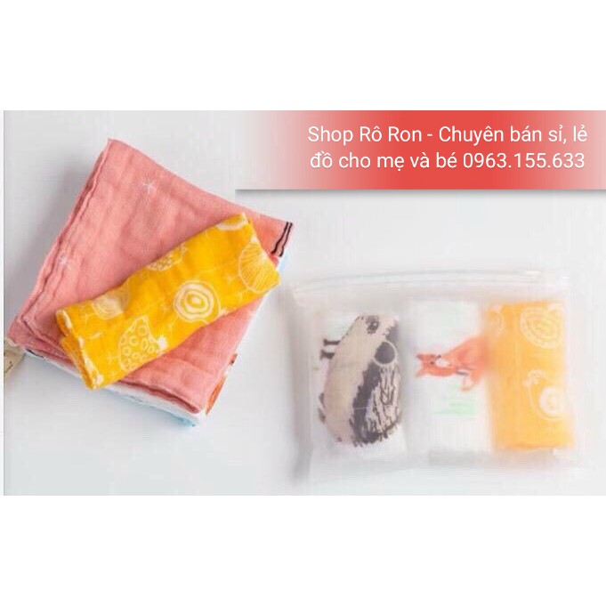 Xô sữa sợi tre Muslin 4 lớp - Set 3 khăn xô sữa sợi tre cho bé - Shoproron