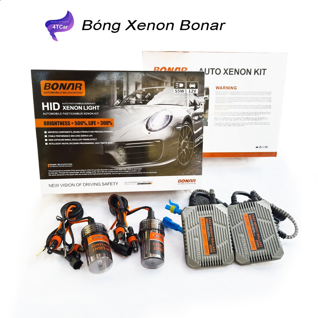 Bóng đèn siêu sáng ô tô ,Bóng đèn xenon BONAR - chính hãng bảo hành 2 năm - phân phối bởi 4TCAR