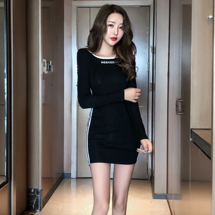 Women Sexy Short Sleeve Slim Striped Bodycon Dress | BigBuy360 - bigbuy360.vn