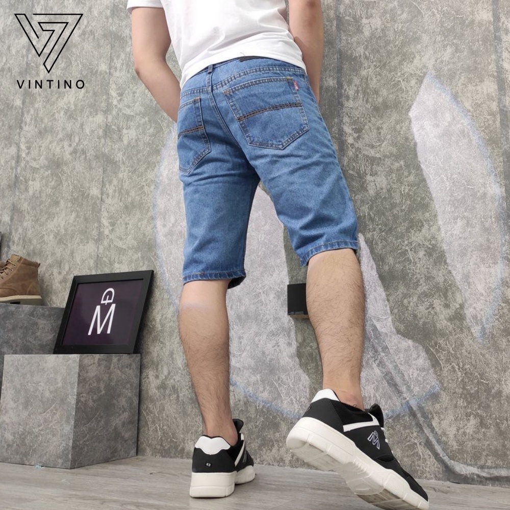 Quần short jean nam ống suông form rộng rãi thoải mái vận động 3 màu cơ bản, quần bò lửng ống rộng Vintino