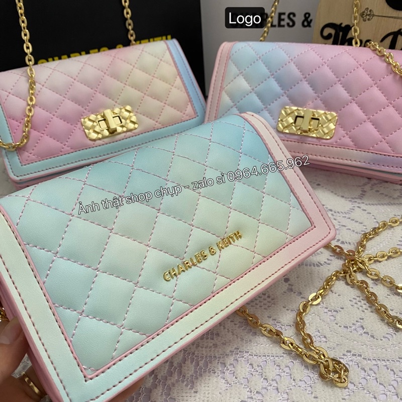 Túi đeo chéo, kẹp nách Cê Ka cầu vồng khoá xoay dùng được 2 mặt (ảnh thật shop chụp - kèm video shop quay)