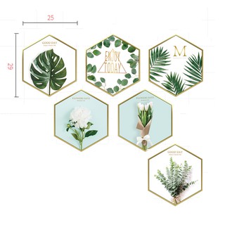 Decal Khung hình Lục giác Hoa