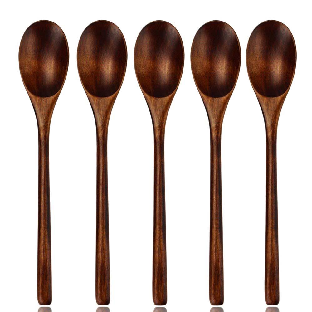 Set 5 Muỗng Gỗ Cán Dài Tiện Lợi Cho Nhà Bếp
