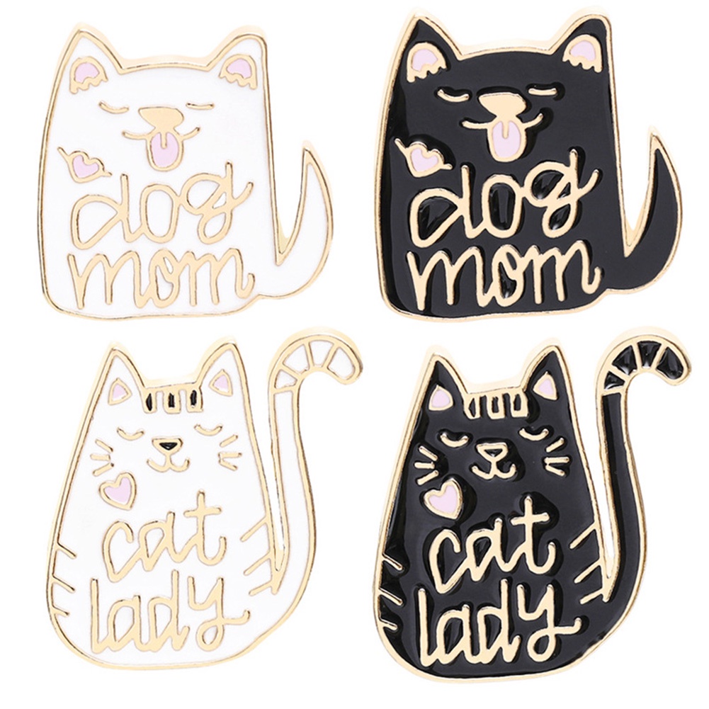 YOML✔Fashion Women English Letter Dog Mom Cat Lady Badge Brooch Pin Clothes Jewelry