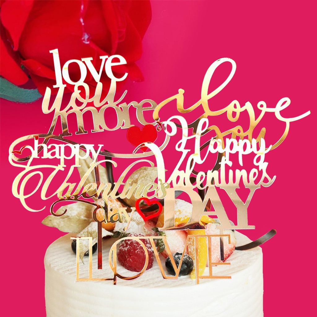 meka chữ Love trang trí bánh sinh nhật, mica cắm bánh sinh nhật