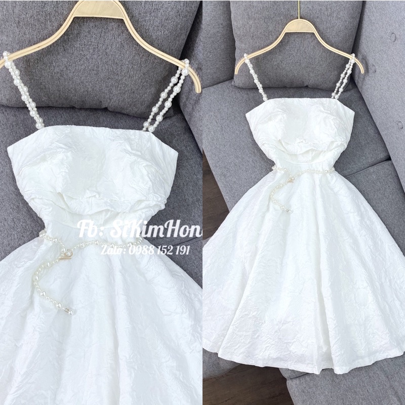 Đầm gấm 2 dây cườm thiết kế sang trọng( Ảnh shop chụp 100%) | BigBuy360 - bigbuy360.vn