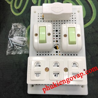 Táp lô ráp sẳn-nhựa 1 cầu chì, 2 công tắc, 1 ổ cắm