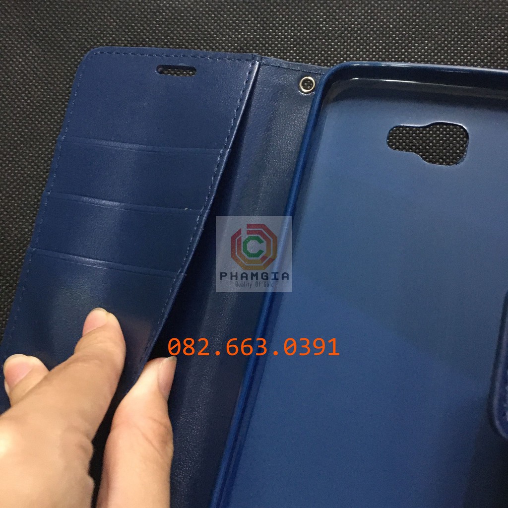 Bao da Samsung J7 Plus da cao cấp, có ngăn thẻ, nắp gập chống đỡ xem phim