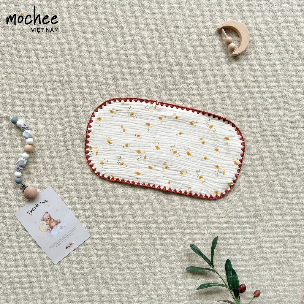 Gối xô Mochee thấm mồ hôi cho bé sơ sinh muslin hữu cơ 15x30 cm